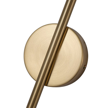 Sebastian linear LED wall light – brass wall disc close-up