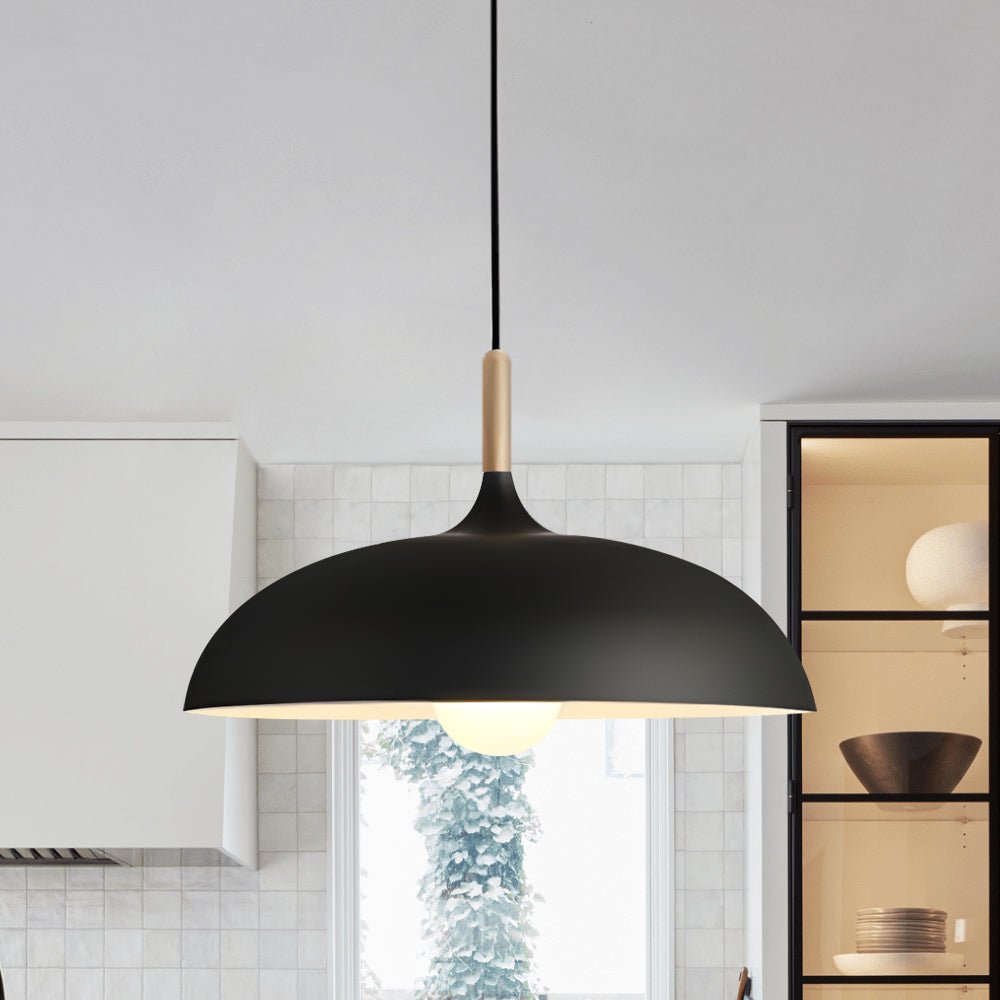 Romilly dome pendant – in black by a window