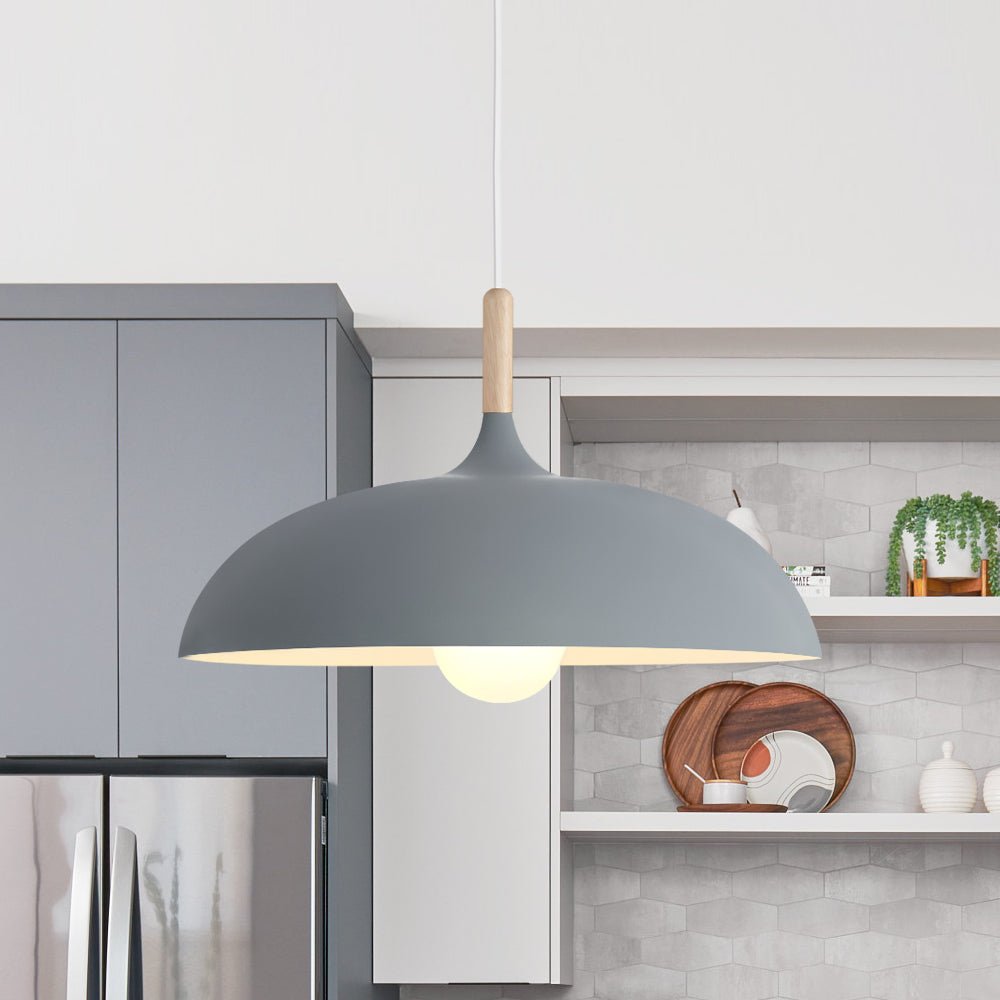 Romilly dome pendant – in grey in a kitchen