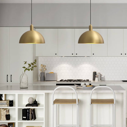 Vincenzo lipped dome pendant – over a white kitchen island