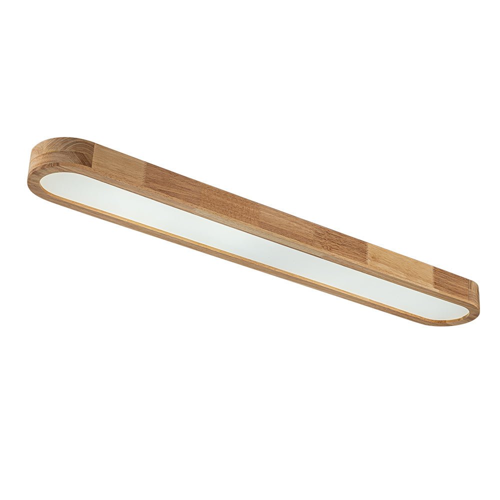 Viviane oval LED ceiling light – angled, lit on white