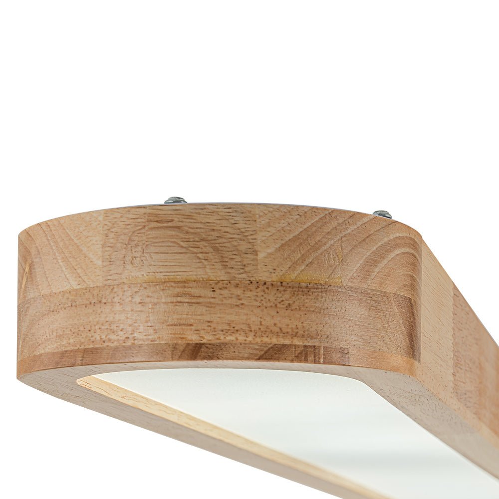 Viviane oval LED ceiling light – wood frame close-up