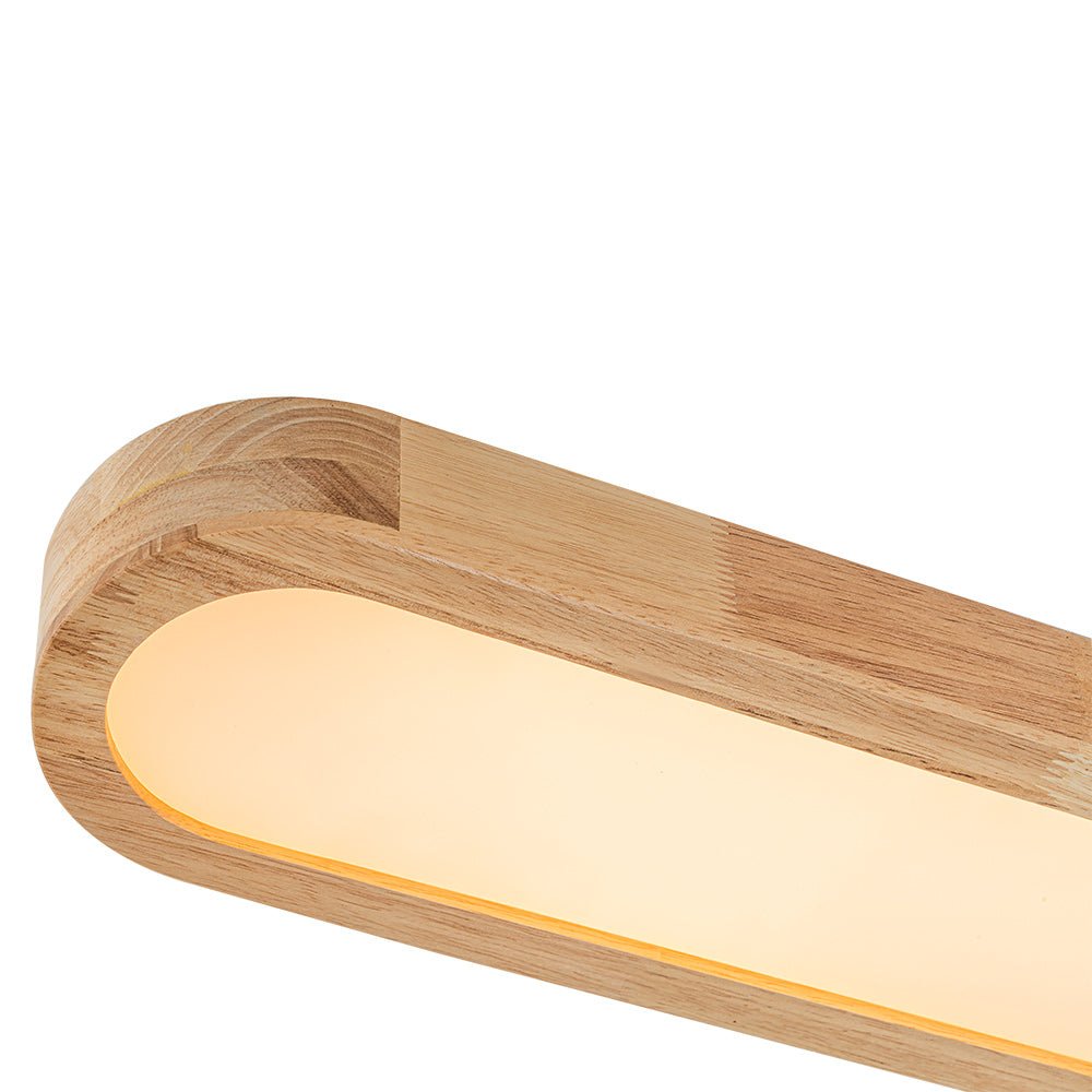 Viviane oval LED ceiling light – wood end close-up