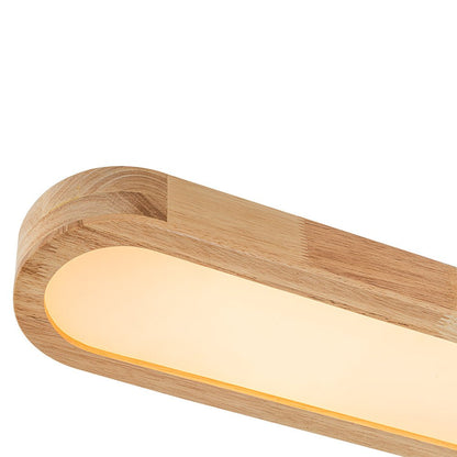 Viviane oval LED ceiling light – wood end close-up