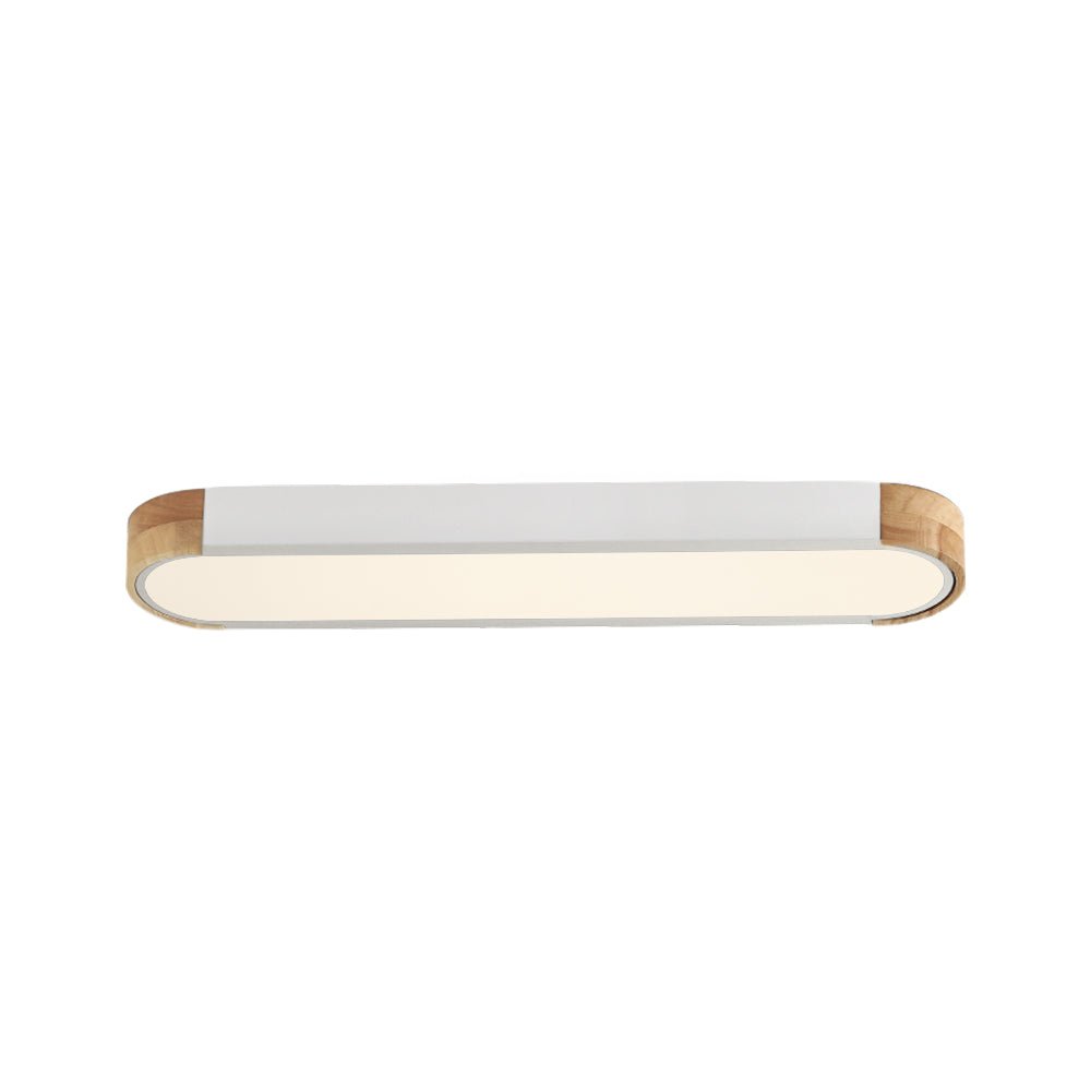Imogen white oval LED ceiling light, on white