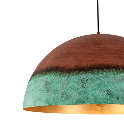Caspian two-tone pendant – verdigris patina close-up