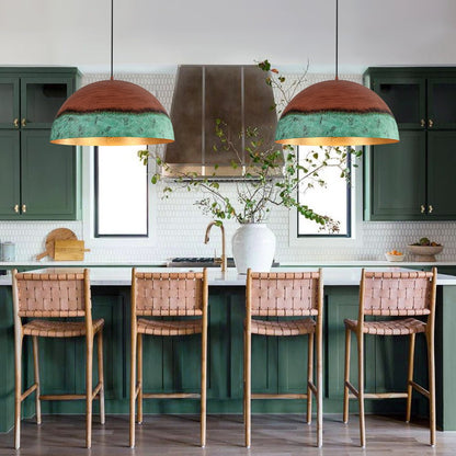 Caspian two-tone pendant – three over a kitchen island