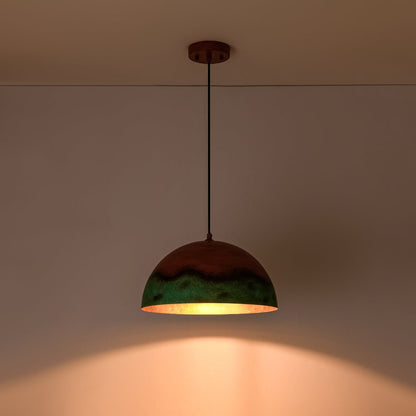 Caspian two-tone pendant – lit, alternate view
