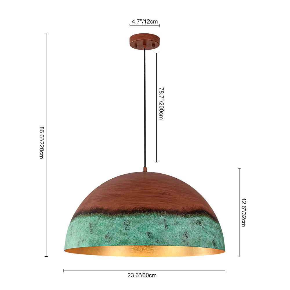 Caspian two-tone pendant – size diagram, alternate view