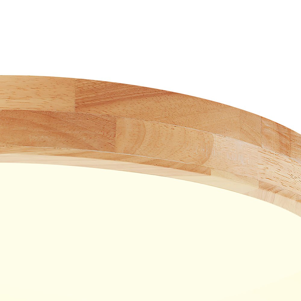 Liliana round LED ceiling light – wood rim close-up
