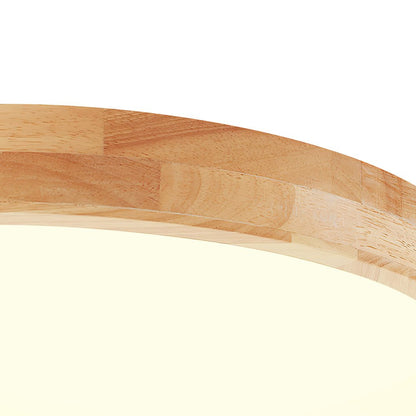 Liliana round LED ceiling light – wood rim close-up
