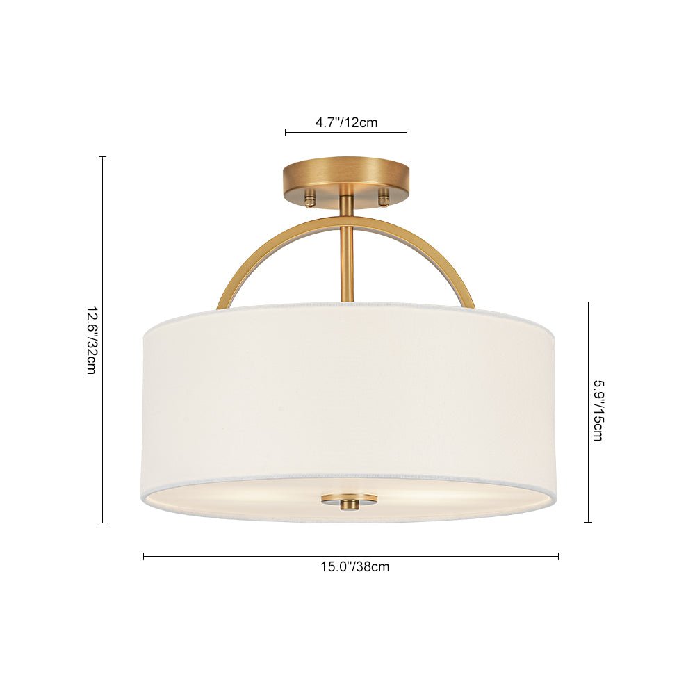 Isadora linen drum ceiling light – size diagram