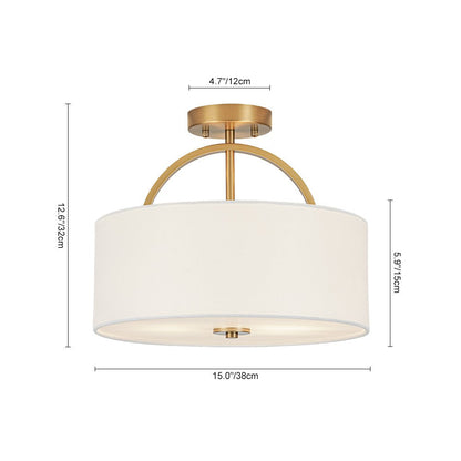 Isadora linen drum ceiling light – size diagram