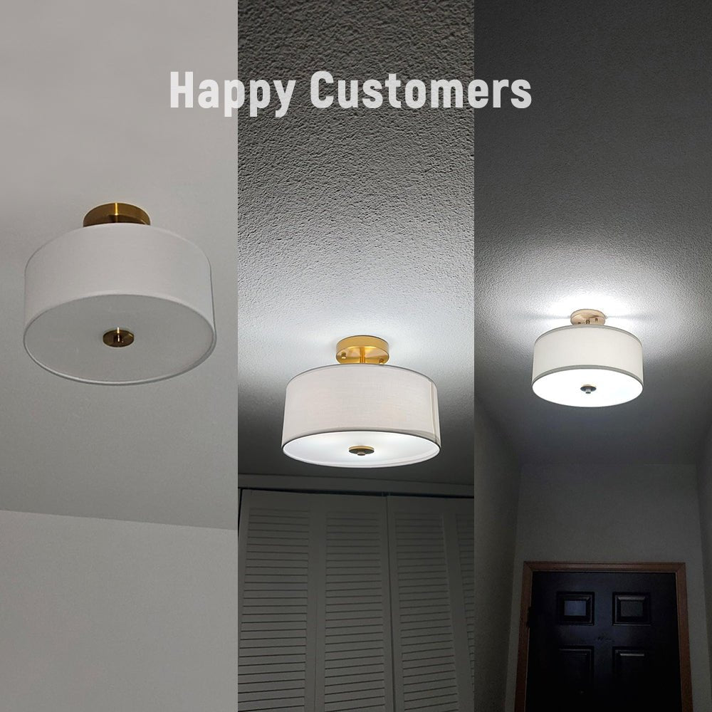 Isadora linen drum ceiling light – customer photos in hallways