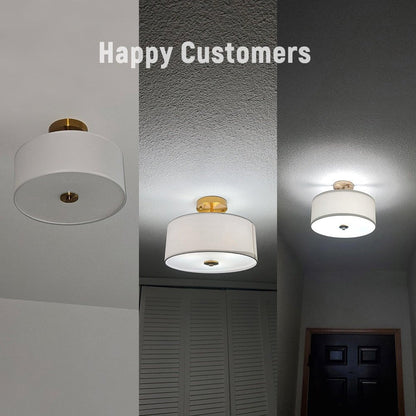 Isadora linen drum ceiling light – customer photos in hallways