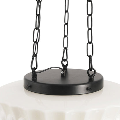 Adrian schoolhouse pendant – black chains and ring close-up