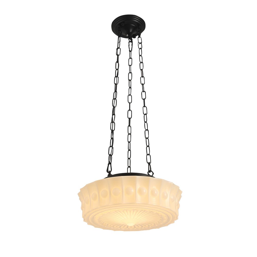 Adrian schoolhouse pendant – lit on white
