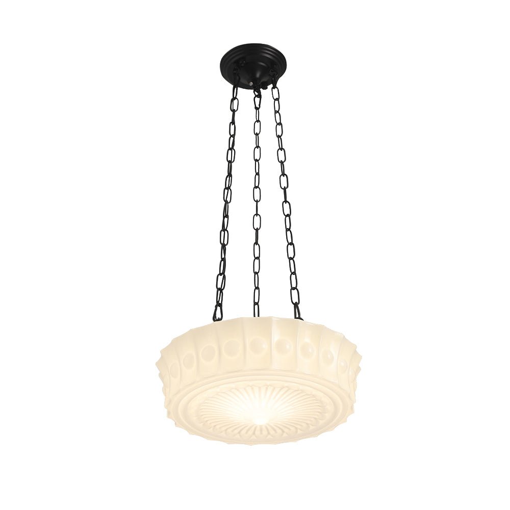 Adrian schoolhouse pendant – lit on white, alternate view
