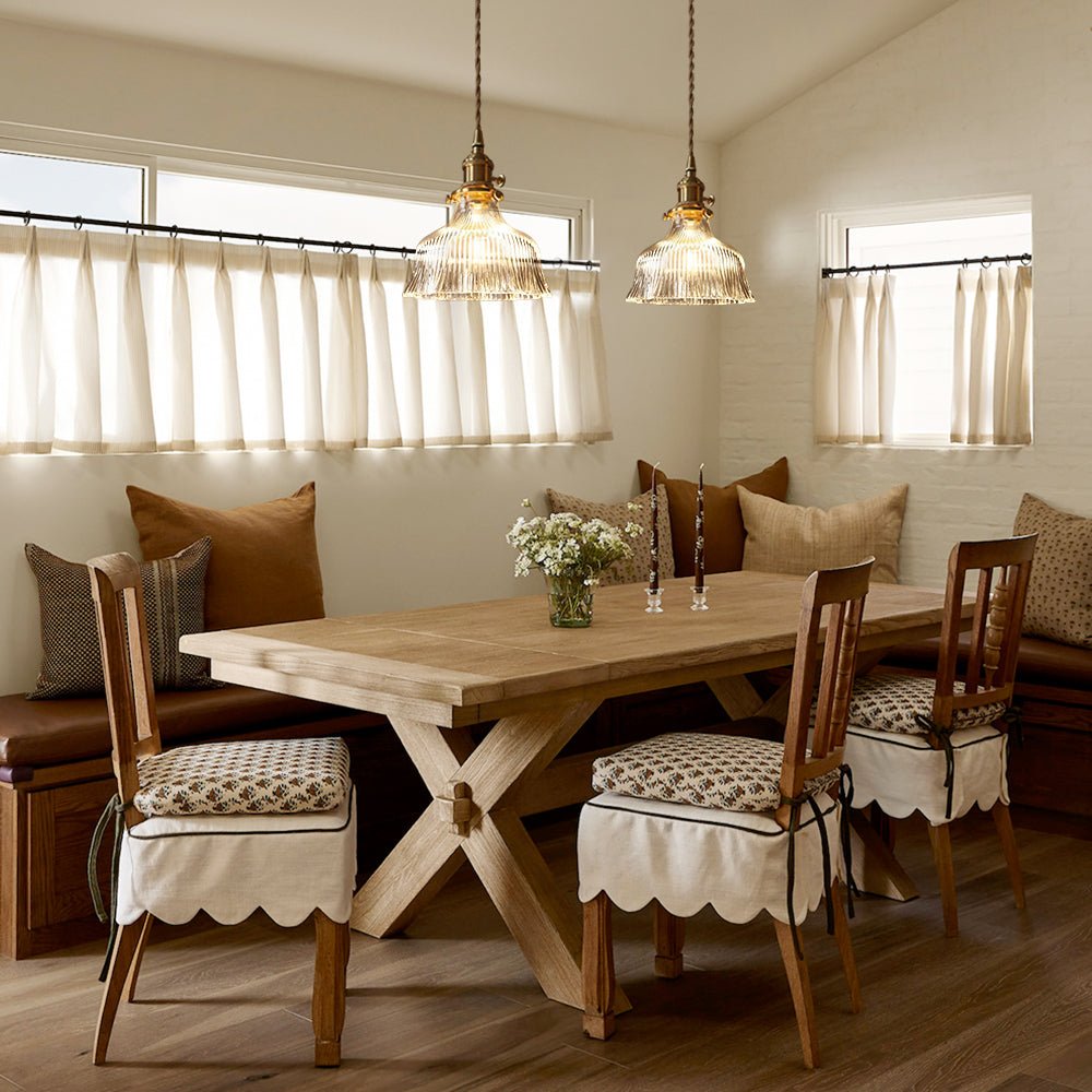 Rosalie flower glass pendant light – two over a dining nook