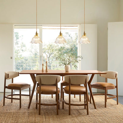 Rosalie flower glass pendant light – three over a dining table