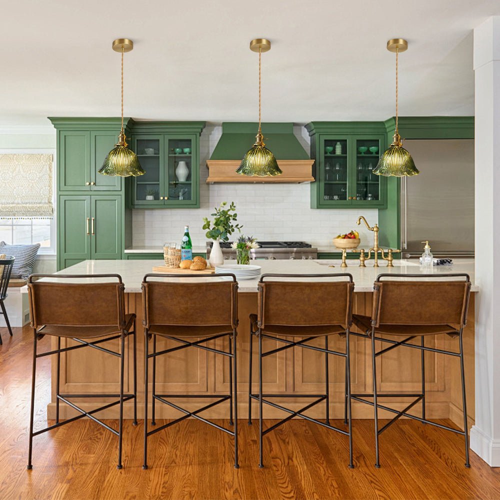 Rosalie flower glass pendant light – three over a kitchen island