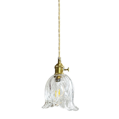 Rosalie flower glass pendant light – clear tulip shade on white