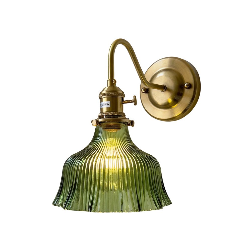 Fiorella flower wall light – in green on white, side view