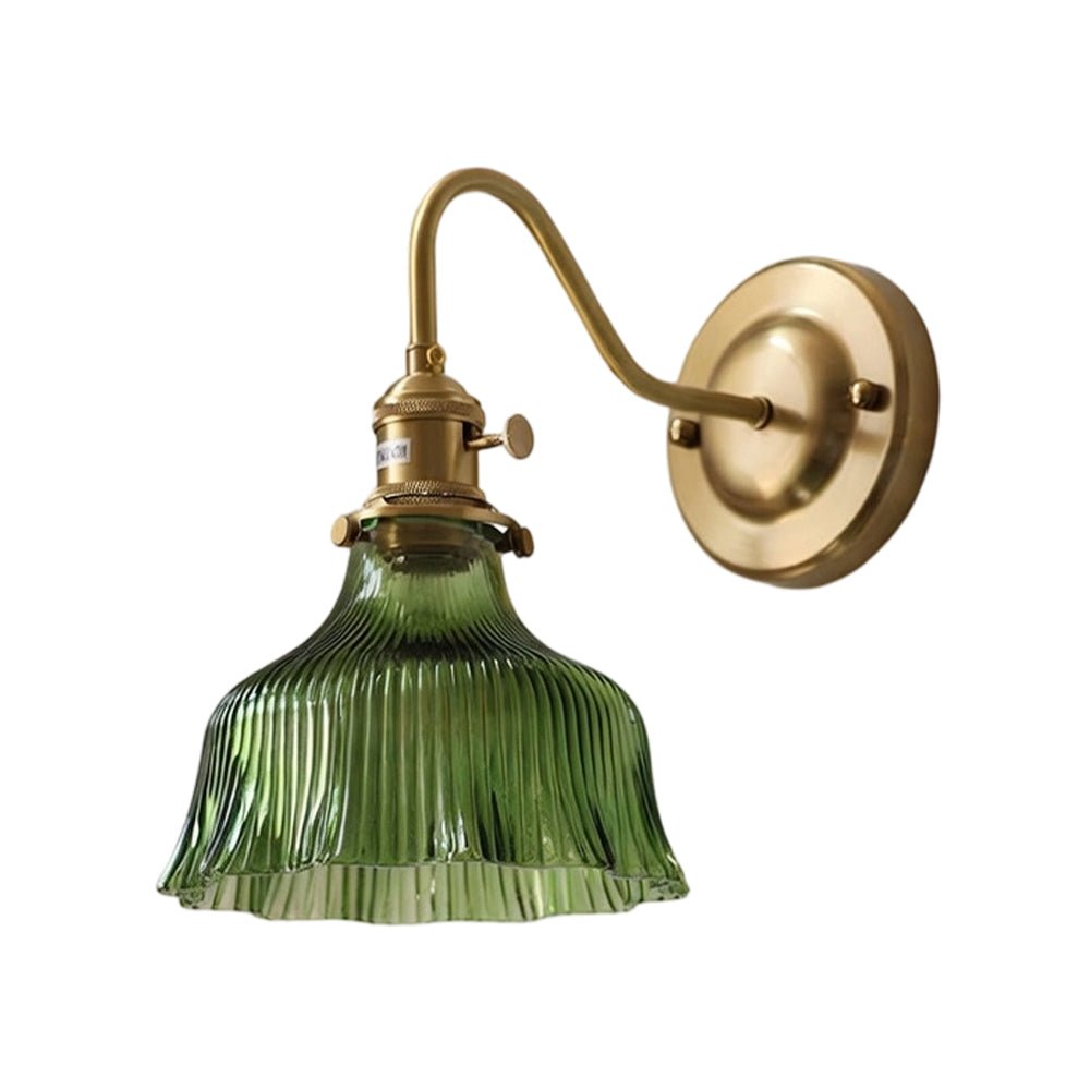 Fiorella flower wall light – in green on white, alternate view