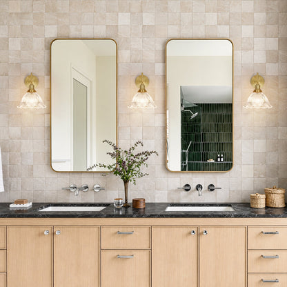 Fiorella flower wall light – pair beside bathroom mirrors