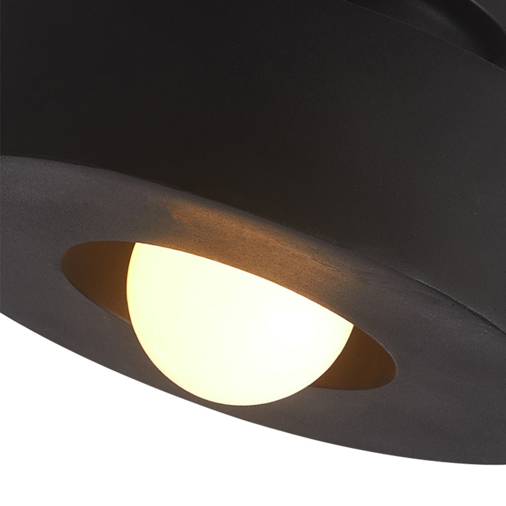 Ottilie wabi sabi ceiling light – in black, lit close-up