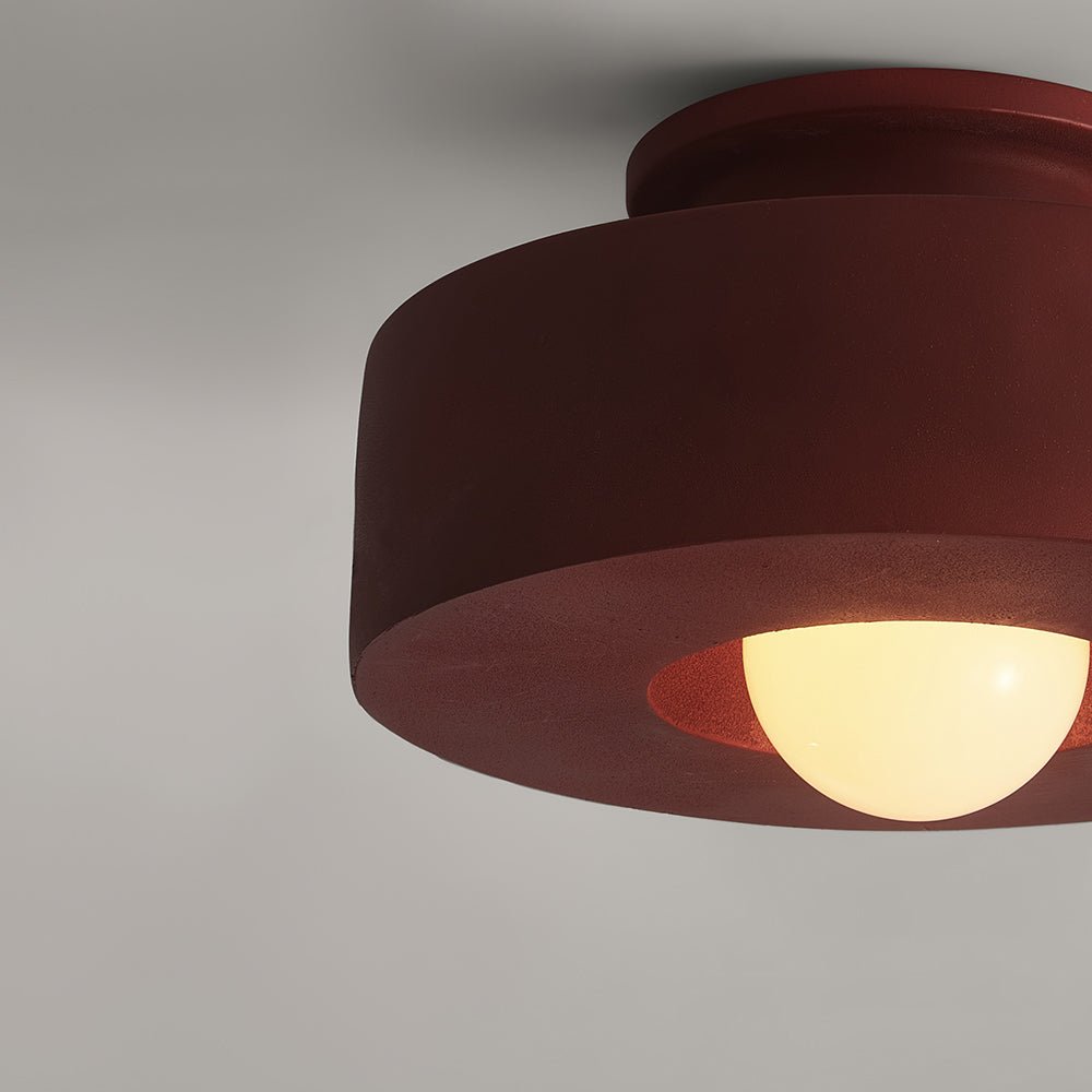 Ottilie wabi sabi ceiling light – in red, lit close-up