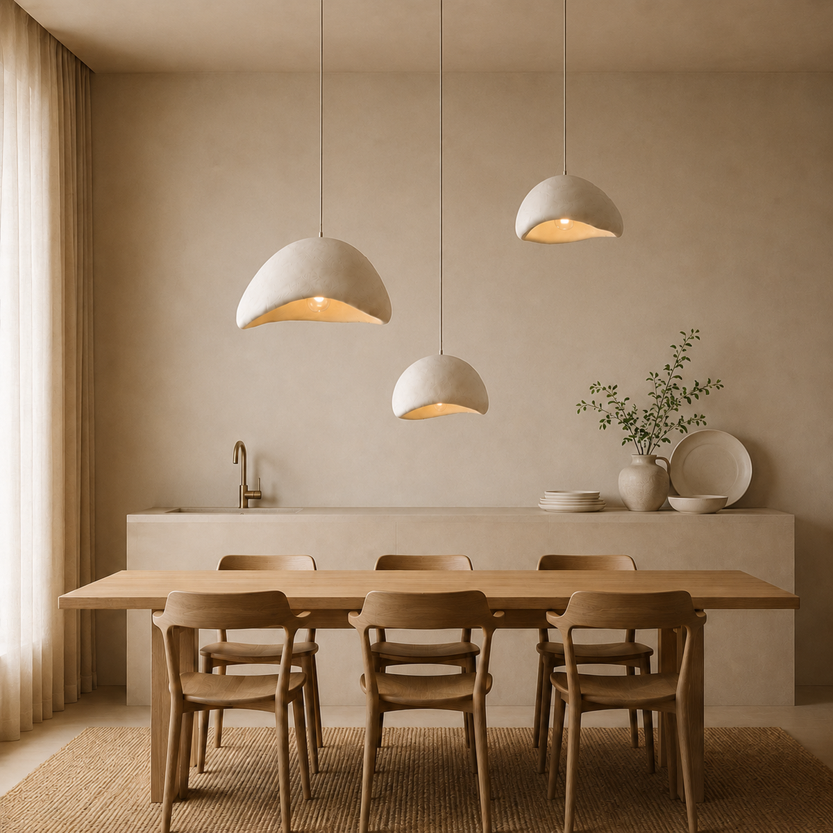 Sabien pendant lights above a table in a furnished room