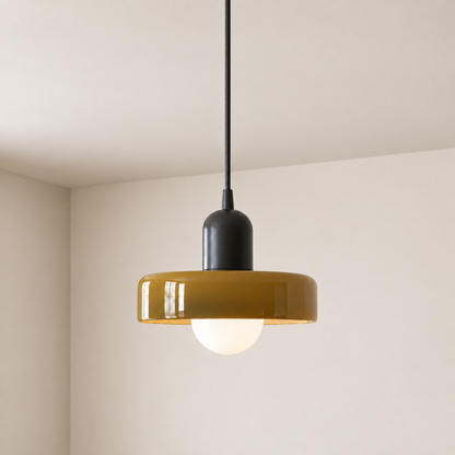 Verona pendant light with a green matt glass shade on a black fitting