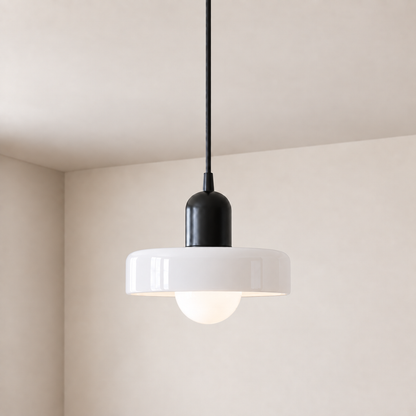 Verona pendant light hanging in a bright neutral interior